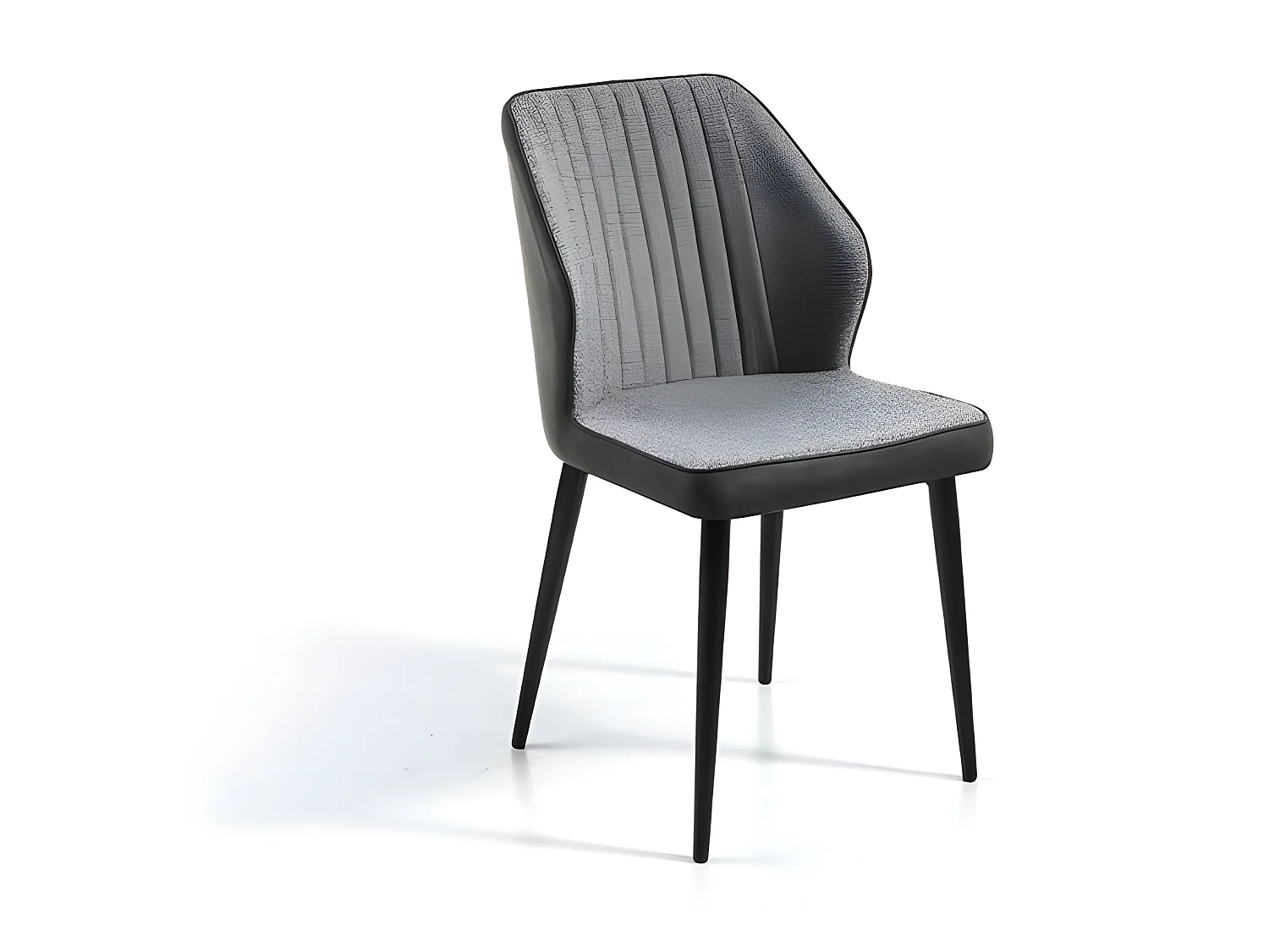 Set de 2 sillas de comedor - Polipiel y tela Gris, 49x61x84 cm - MASSA