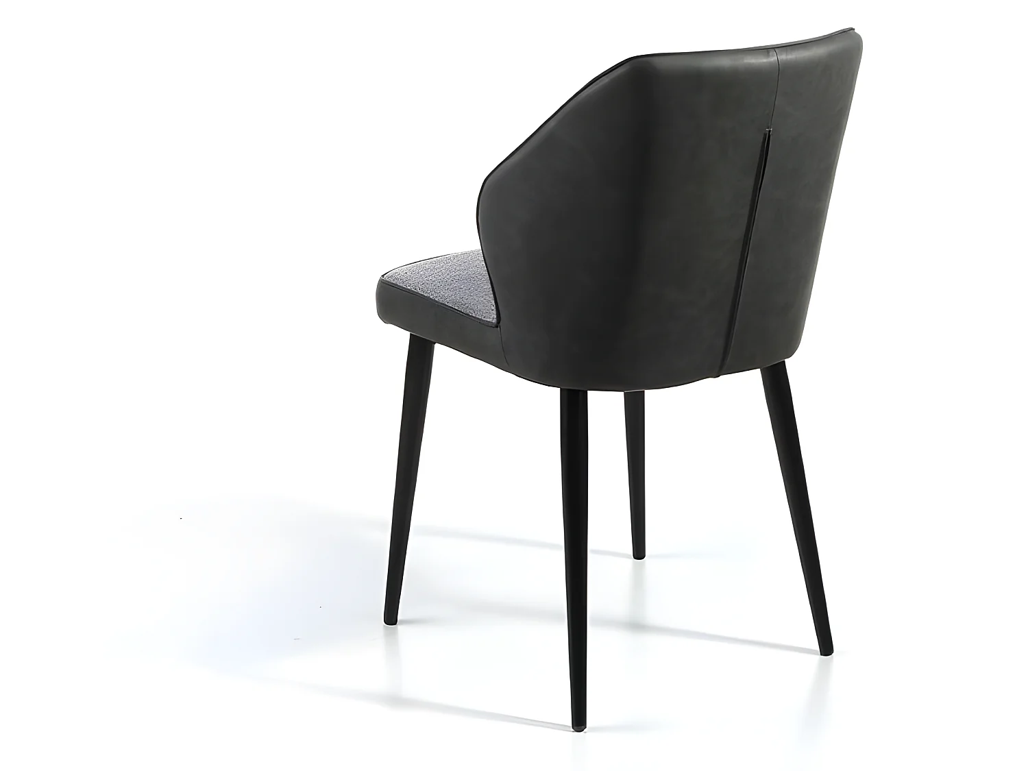 Set de 4 sillas de comedor - Polipiel y tela Gris, 49x61x84 cm - MASSA