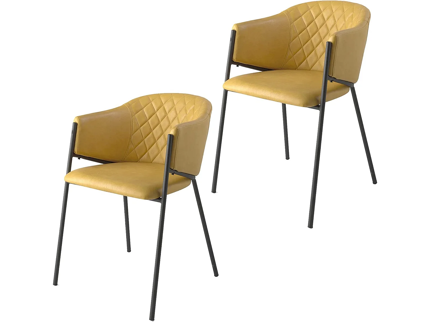 Set de 2 sillas de comedor - Polipiel Ocre, 60x51x79 cm -  RYCHER