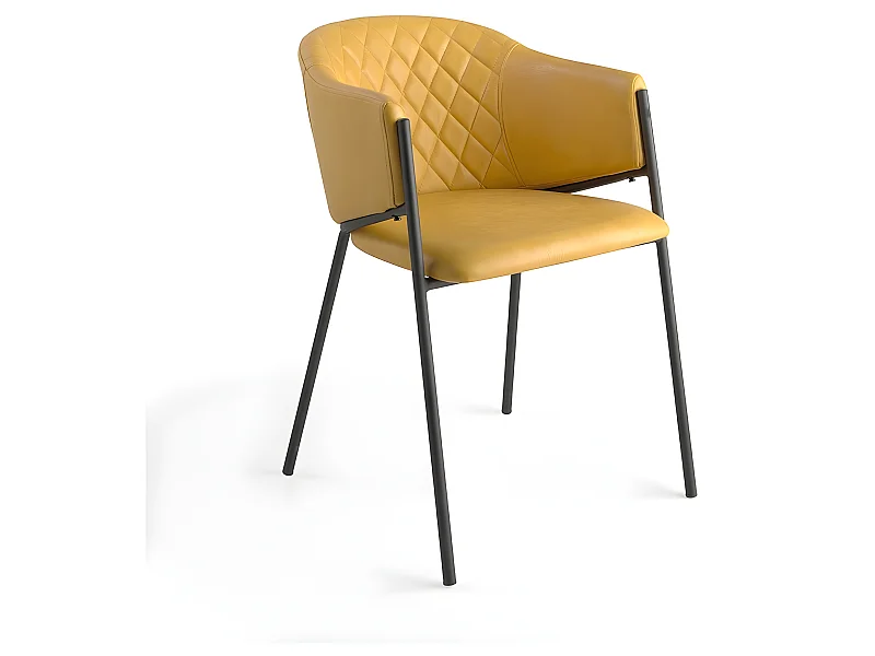 Set de 2 sillas de comedor - Polipiel Ocre, 60x51x79 cm -  RYCHER