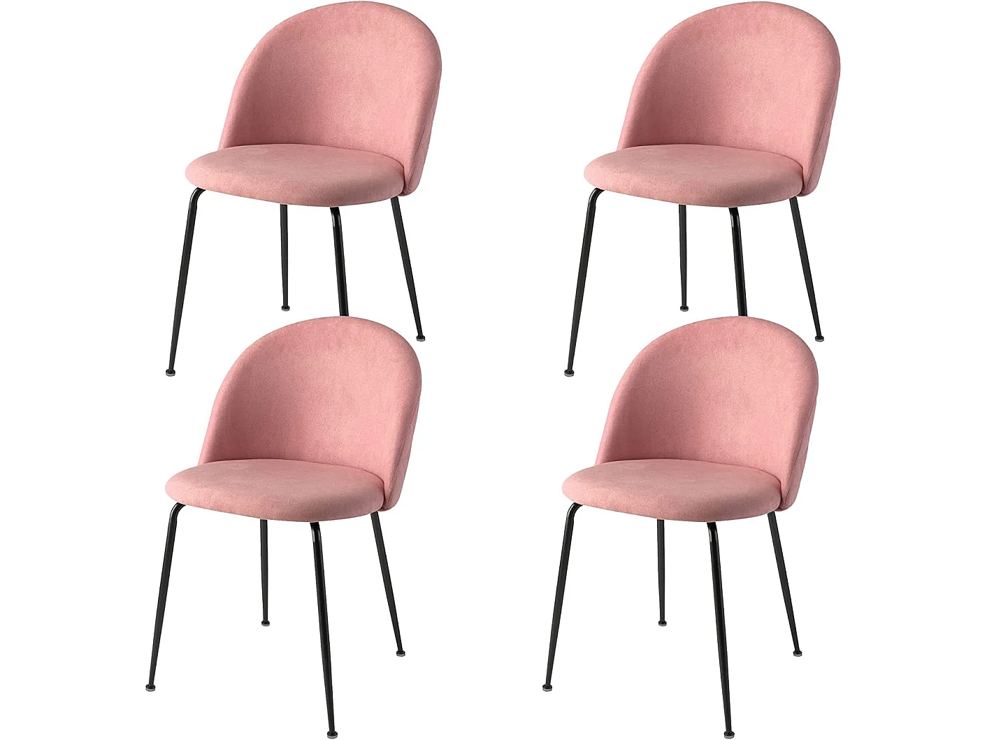 Set de 4 sillas de comedor Tela aterciopelada Salmón, 56x47x78 cm-  SWING