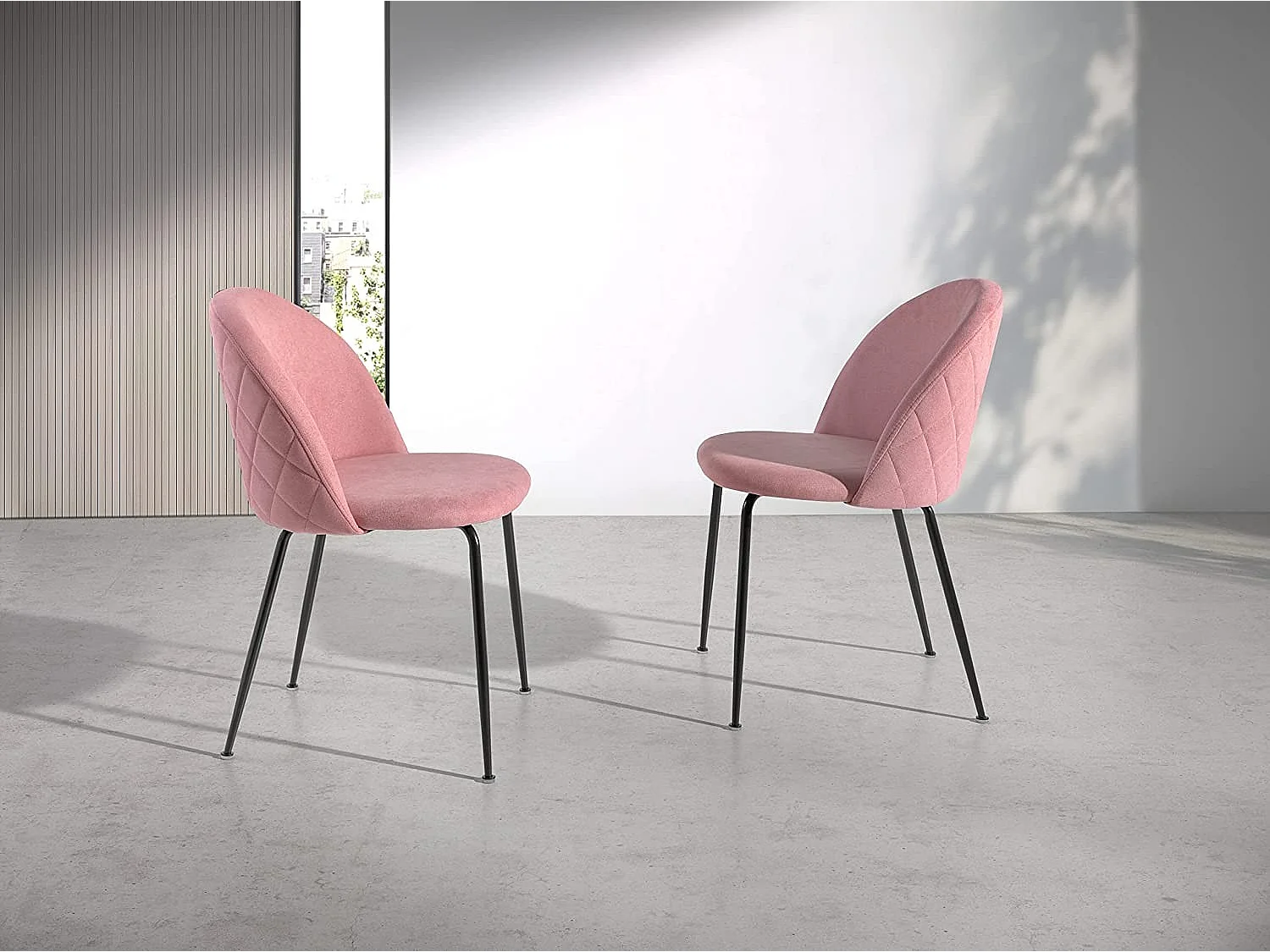 Set de 4 sillas de comedor Tela aterciopelada Salmón, 56x47x78 cm-  SWING