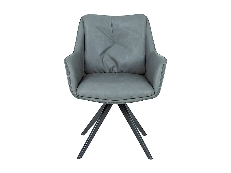 Set de 2 sillas de comedor - Polipiel y tela Gris, 65,5x65,5x84,5 cm -  SONWIL