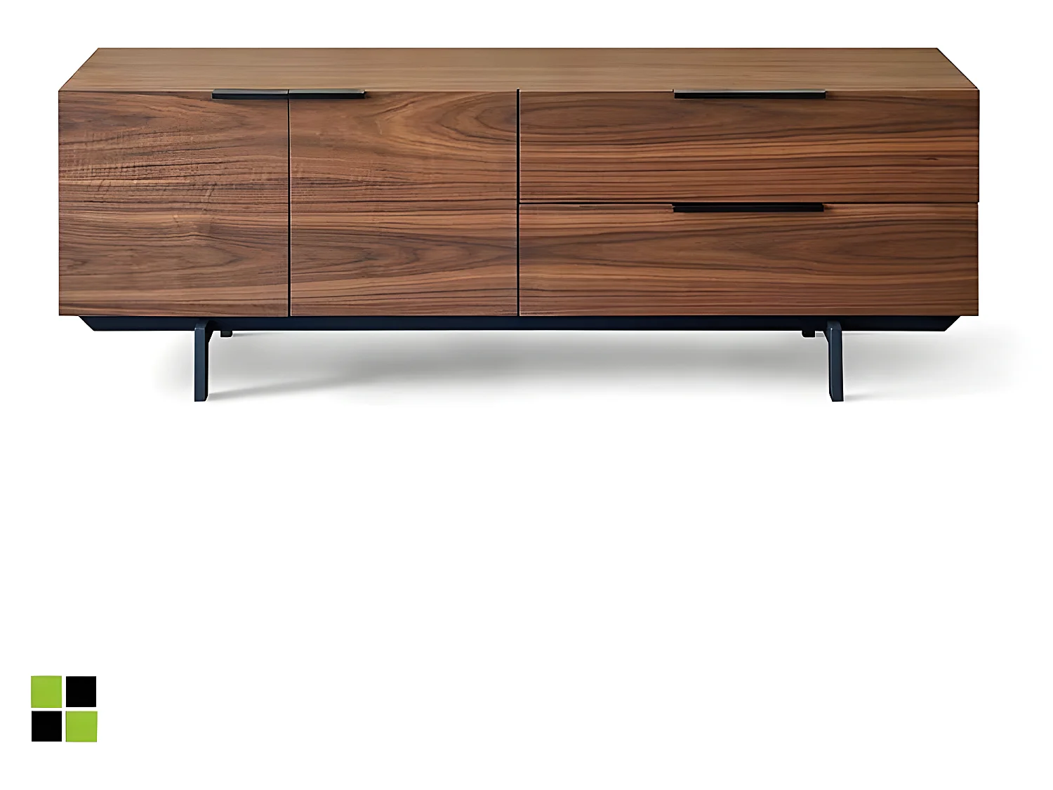 Mueble TV - MDF y chapa natural de Nogal, 160x42x55 cm - MARTIN