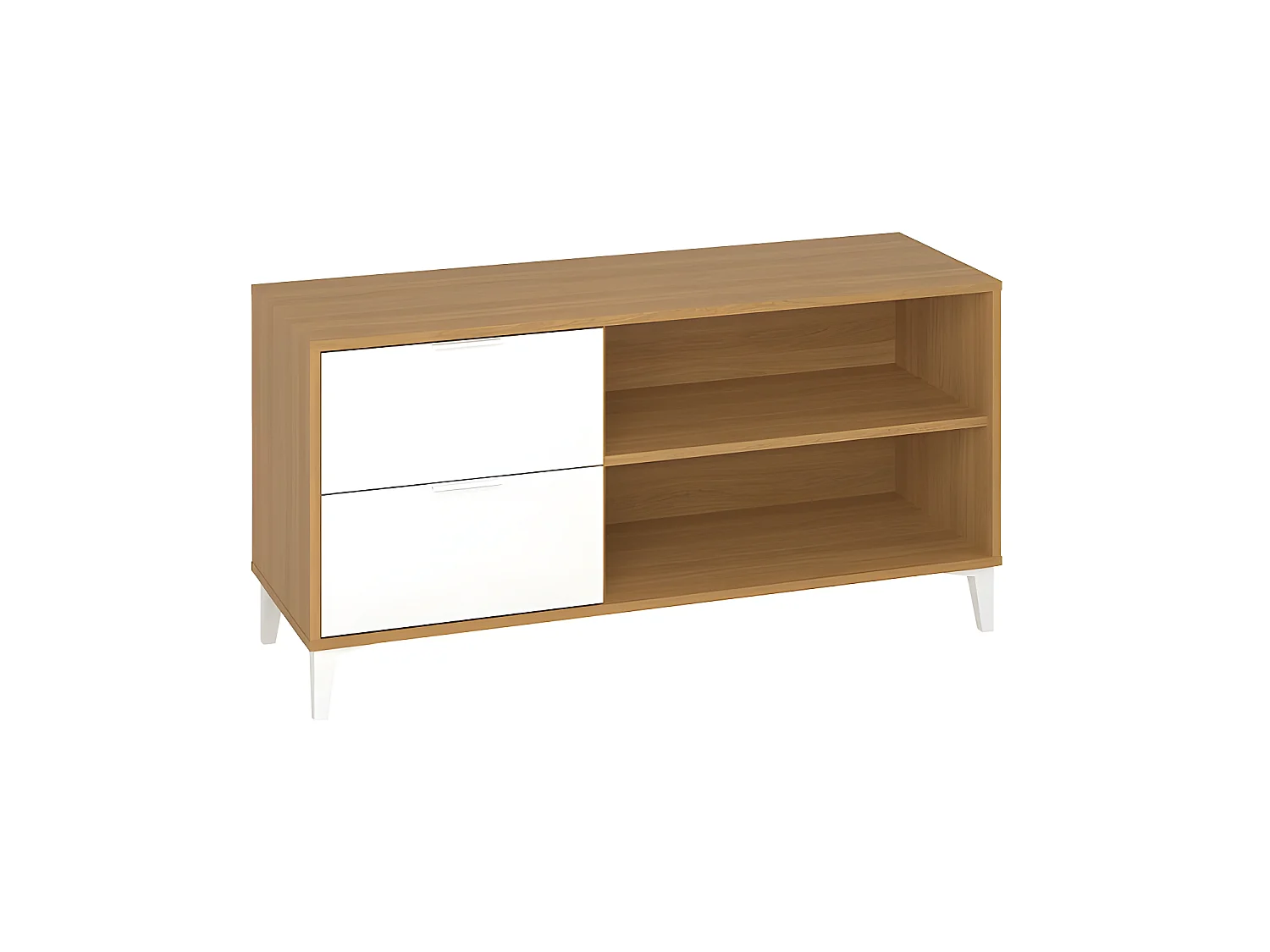 Mueble TV - MDF MDF Roble y blanco, 117x40x58 cm - DICNOR