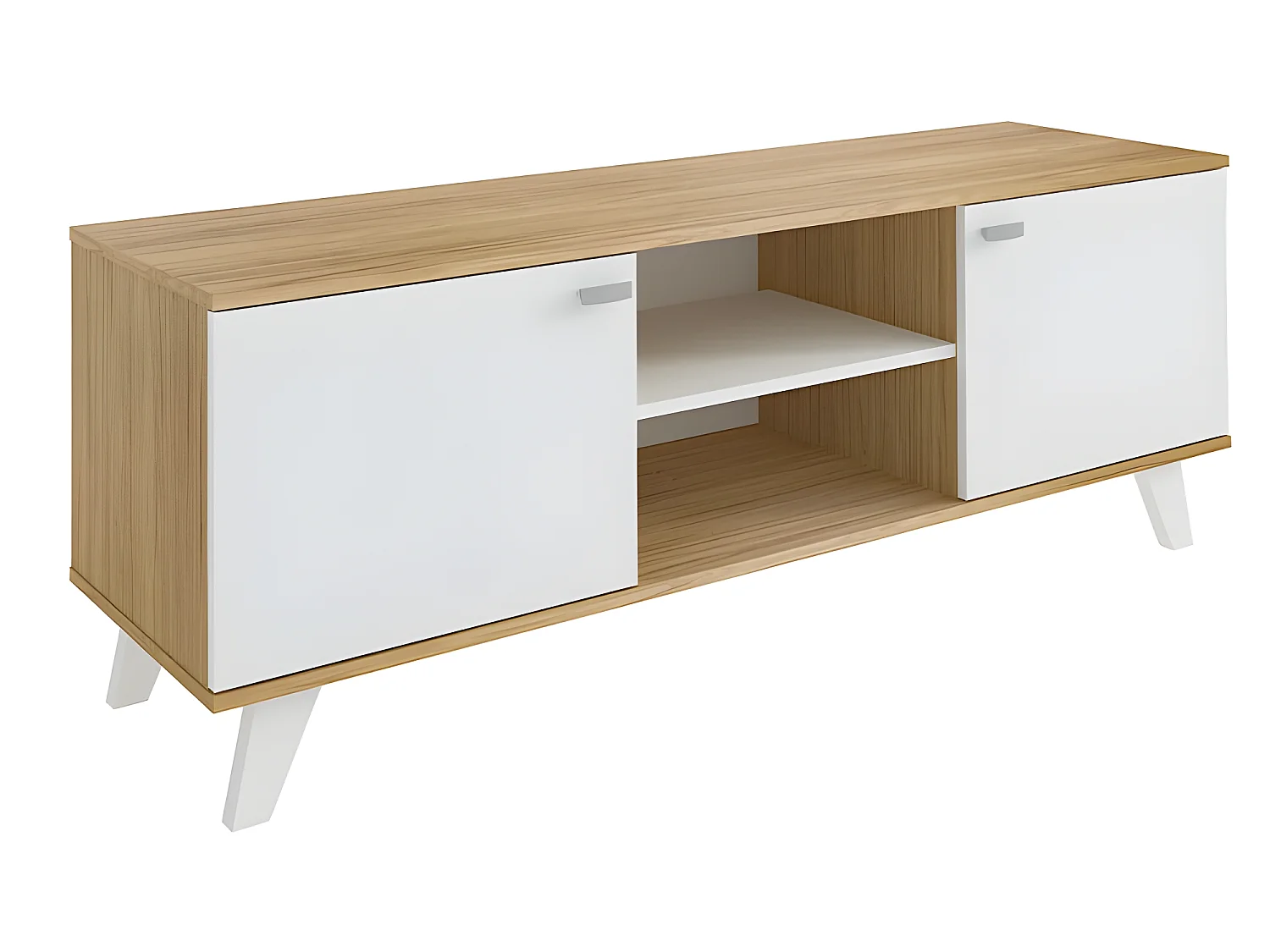 Mueble TV - MDF MDF Roble y blanco texturizado, 140x51x40 cm - QUIATUR