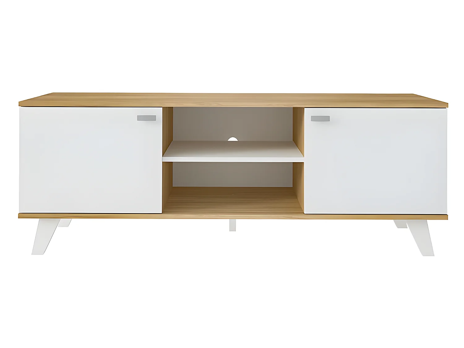 Mueble TV - MDF MDF Roble y blanco texturizado, 140x51x40 cm - QUIATUR