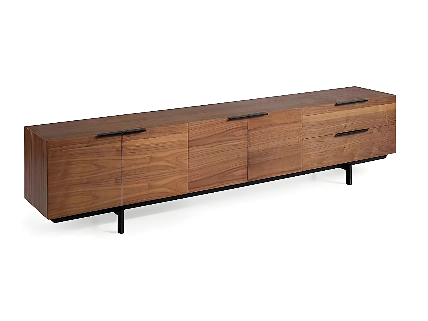 Mueble TV - MDF y chapa natural de MDF y chapa natural de nogal, 220x42x55 cm - RESEC