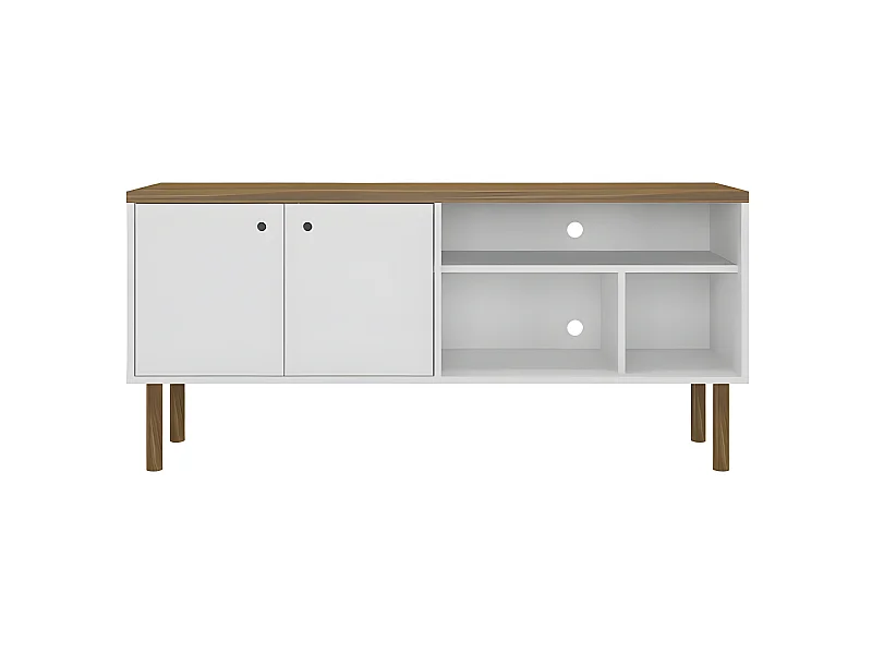 Mueble TV - MDF Roble y blanco texturizado, 136x47,5x47 cm - PRICA