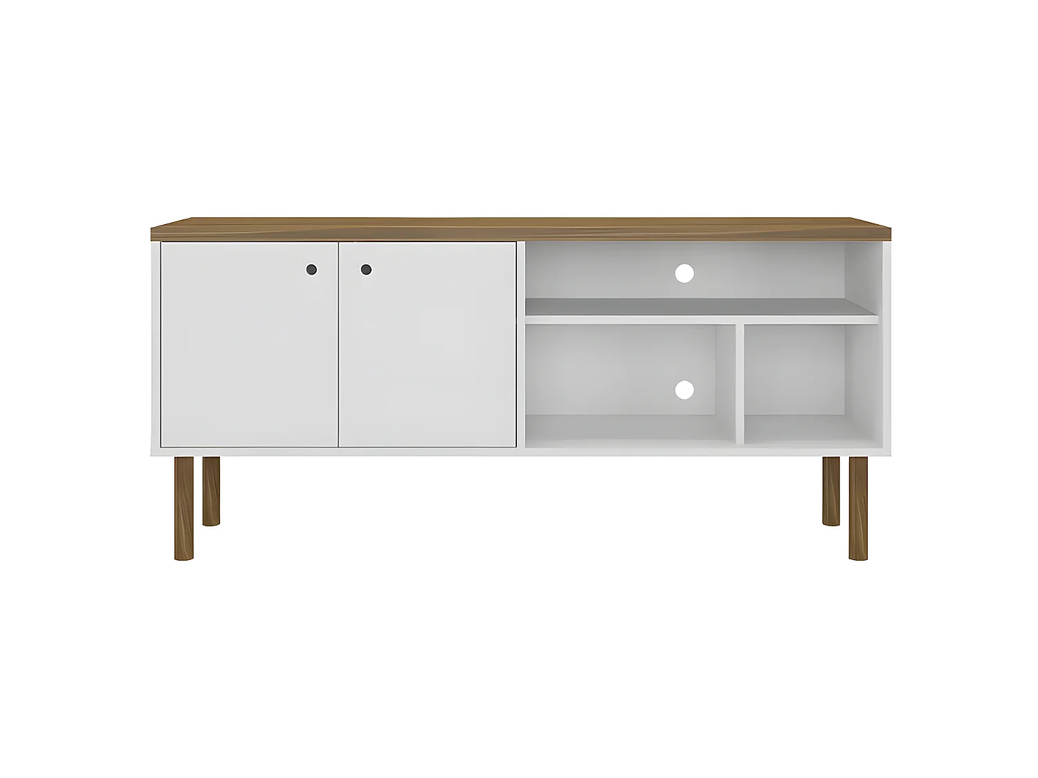 Mueble TV - MDF Roble y blanco texturizado, 136x47,5x47 cm - PRICA