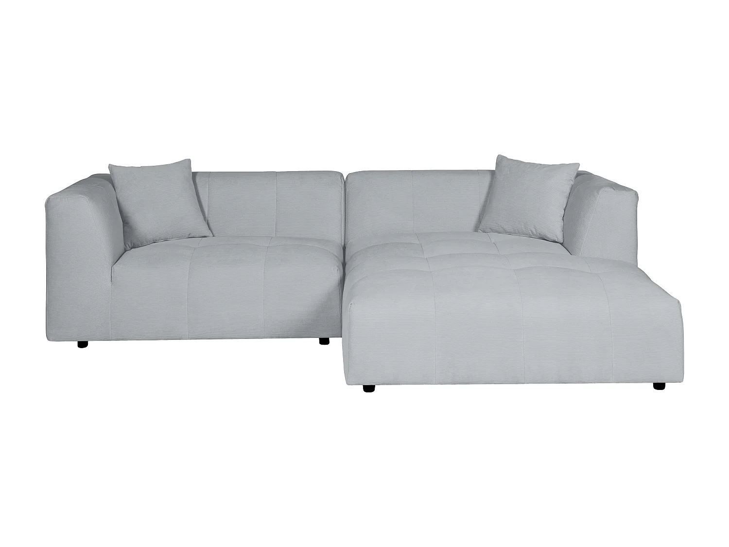 Högerställd vinkelformad soffa i ljusgrått manchestertyg NAEMIA från Maison Céphy