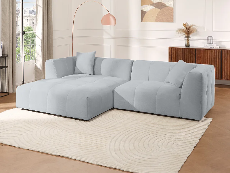 Ecksofa - Ecke links - Cord - Hellgrau - NAEMIA von Maison Céphy