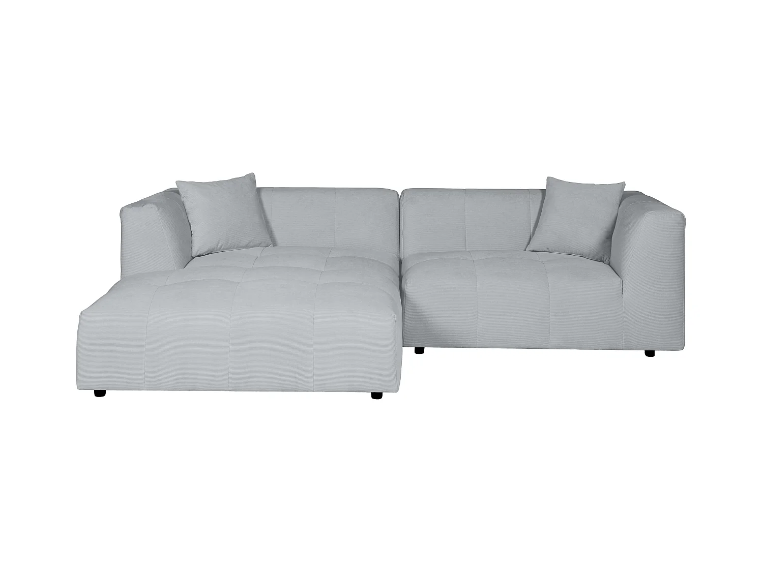 Venstrevendt hjørnesofa i lysegrå finkordsfløjl NAEMIA fra Maison Céphy