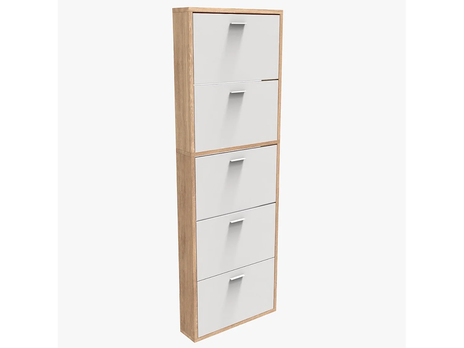 CASABEL Meuble Rangement Chaussure 15 Paires - Pour Entree Couloir - 60x17x180 cm - Blanc Bois Clair