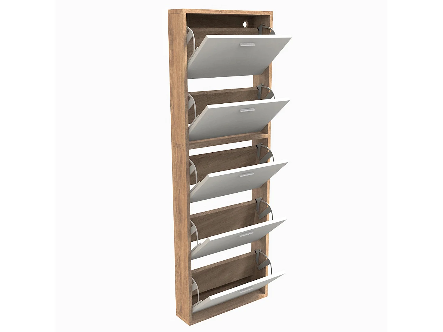 CASABEL Meuble Rangement Chaussure 15 Paires - Pour Entree Couloir - 60x17x180 cm - Blanc Bois Clair