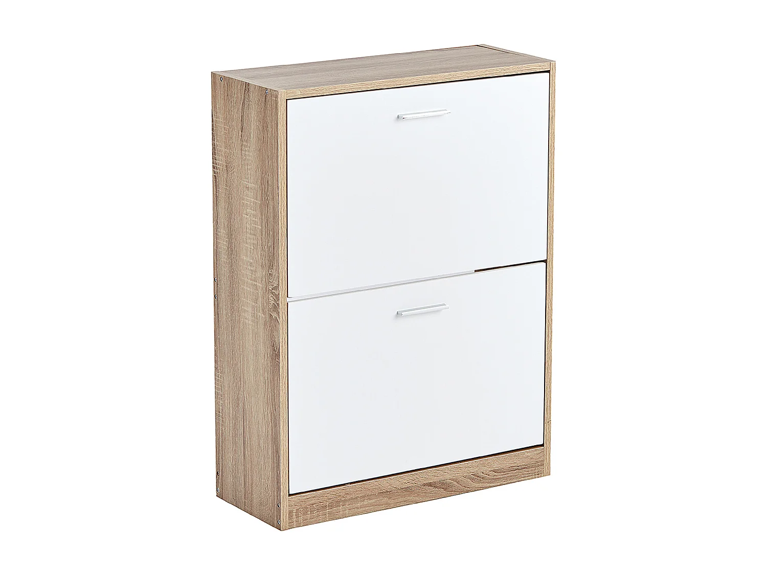 CASABEL Meuble Rangement Chaussure 12 Paires - Pour Entree Couloir - 60x24x80 cm - Blanc Bois Clair