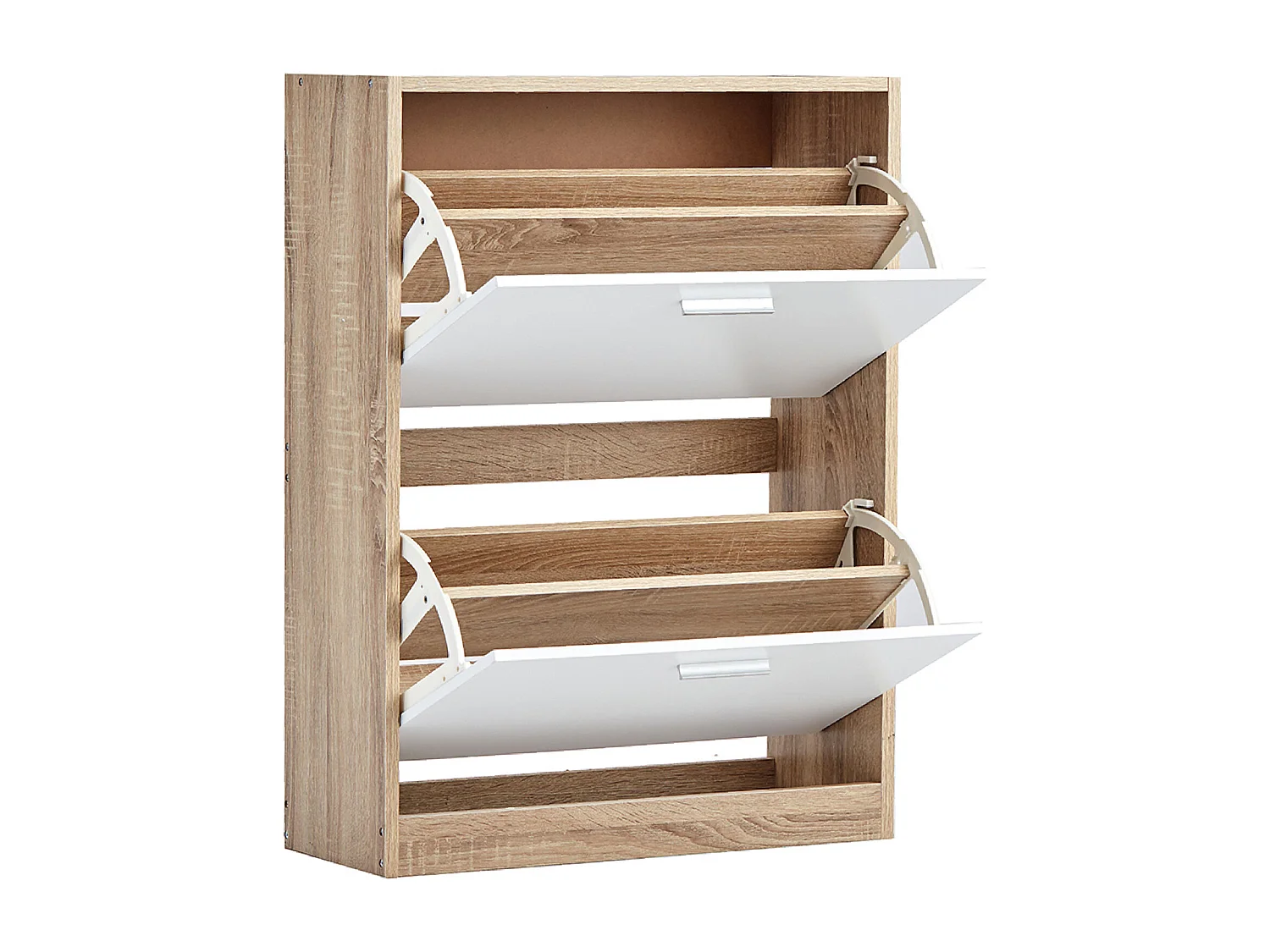 CASABEL Meuble Rangement Chaussure 12 Paires - Pour Entree Couloir - 60x24x80 cm - Blanc Bois Clair