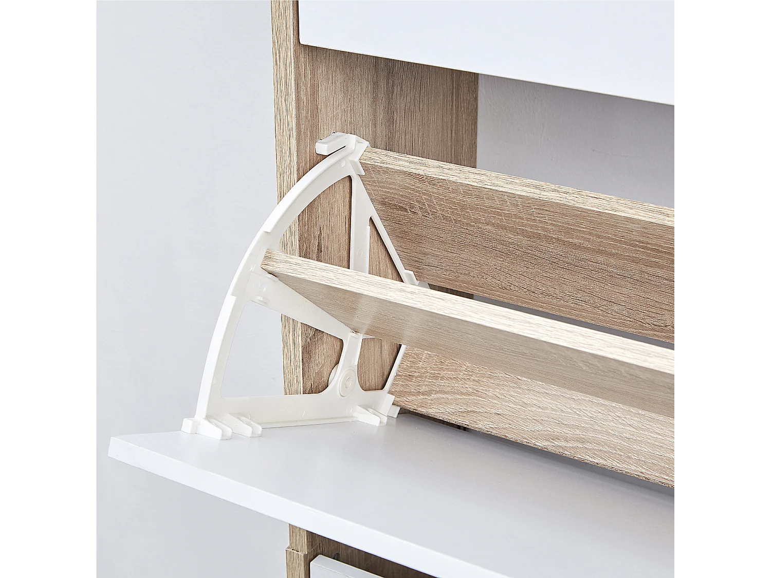 CASABEL Meuble Rangement Chaussure 12 Paires - Pour Entree Couloir - 60x24x80 cm - Blanc Bois Clair
