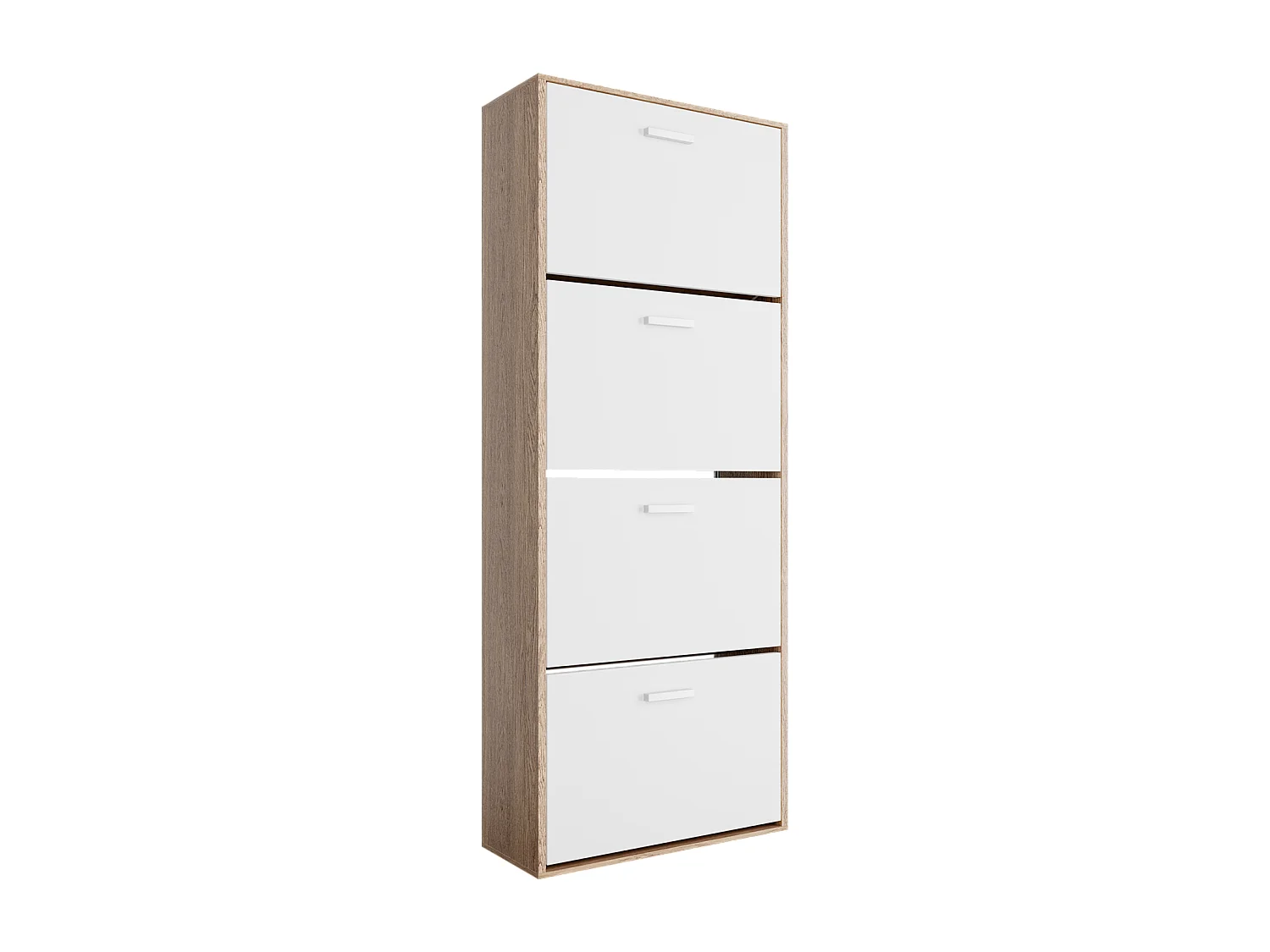CASABEL Meuble Rangement Chaussure 24 Paires - Pour Entree Couloir - 60x24x150 cm - Blanc Bois Clair