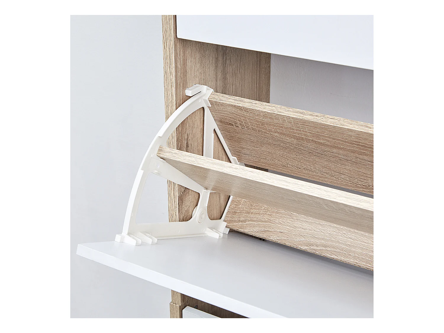 CASABEL Meuble Rangement Chaussure 24 Paires - Pour Entree Couloir - 60x24x150 cm - Blanc Bois Clair