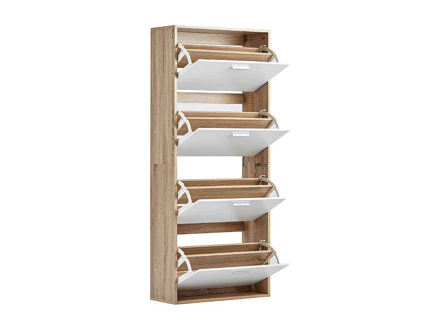 CASABEL Meuble Rangement Chaussure 24 Paires - Pour Entree Couloir - 60x24x150 cm - Blanc Bois Clair