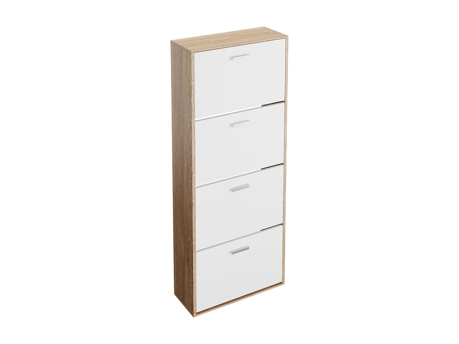 CASABEL Meuble Rangement Chaussure 24 Paires - Pour Entree Couloir - 60x24x150 cm - Blanc Bois Clair