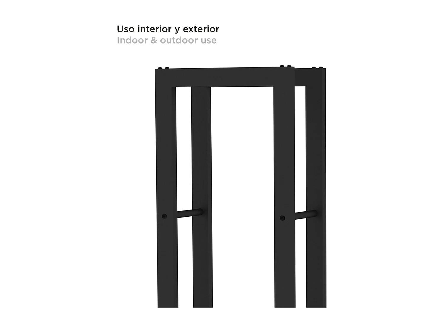 Leñero de Interior Kekai Rack II 40x25x150 cm Almacenaje de Madera con Estructura de Acero Galvanizado, Color Negro