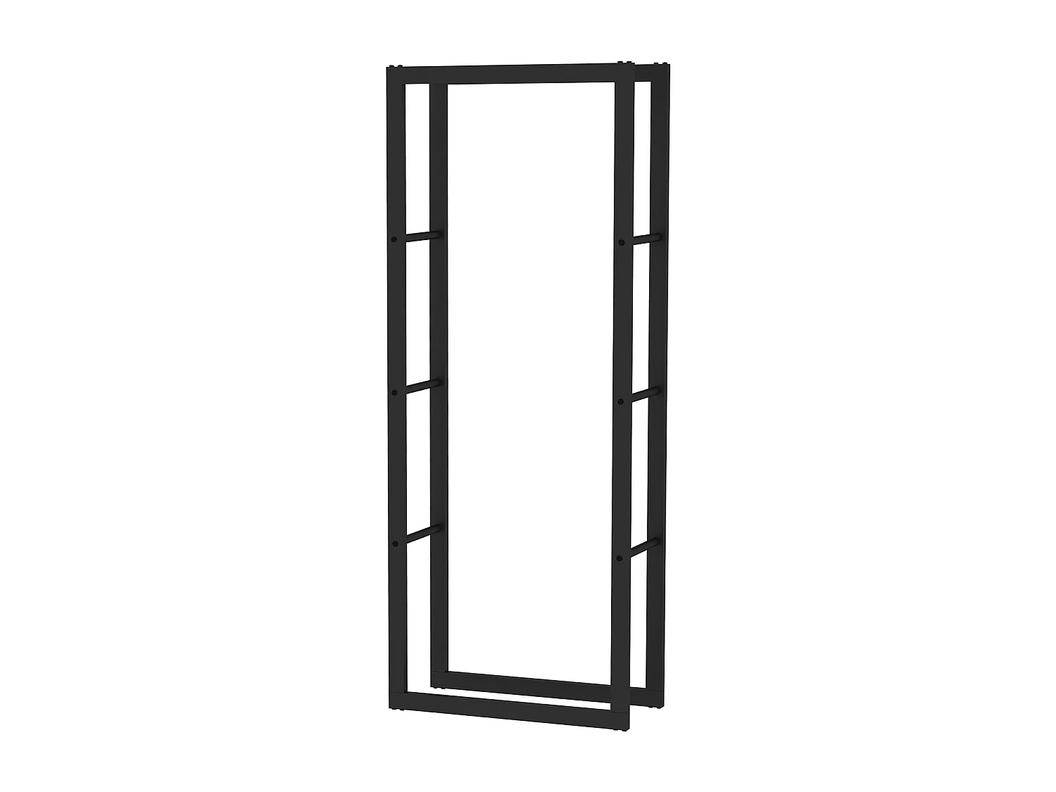Leñero de Interior Kekai Rack IV 60x25x150 cm Almacenaje de Madera con Estructura de Acero Galvanizado, Color Negro