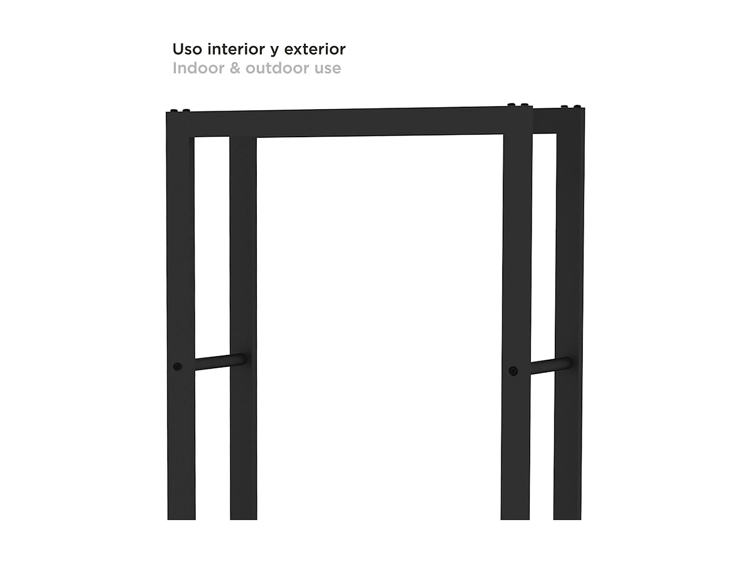 Leñero de Interior Kekai Rack IV 60x25x150 cm Almacenaje de Madera con Estructura de Acero Galvanizado, Color Negro