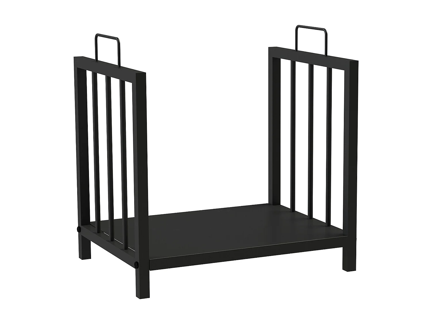 Portalegna da Interni Kekai Handle 43x33x45 cm Struttura in Acciaio Zincato con Maniglie e Supporto Inferiore, Colore Nero