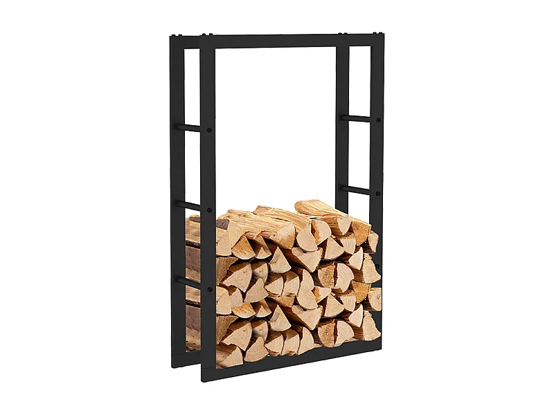 Portalegna da Interni Kekai Rack III 60x25x100 cm con Struttura in Acciaio Zincato, Colore Nero