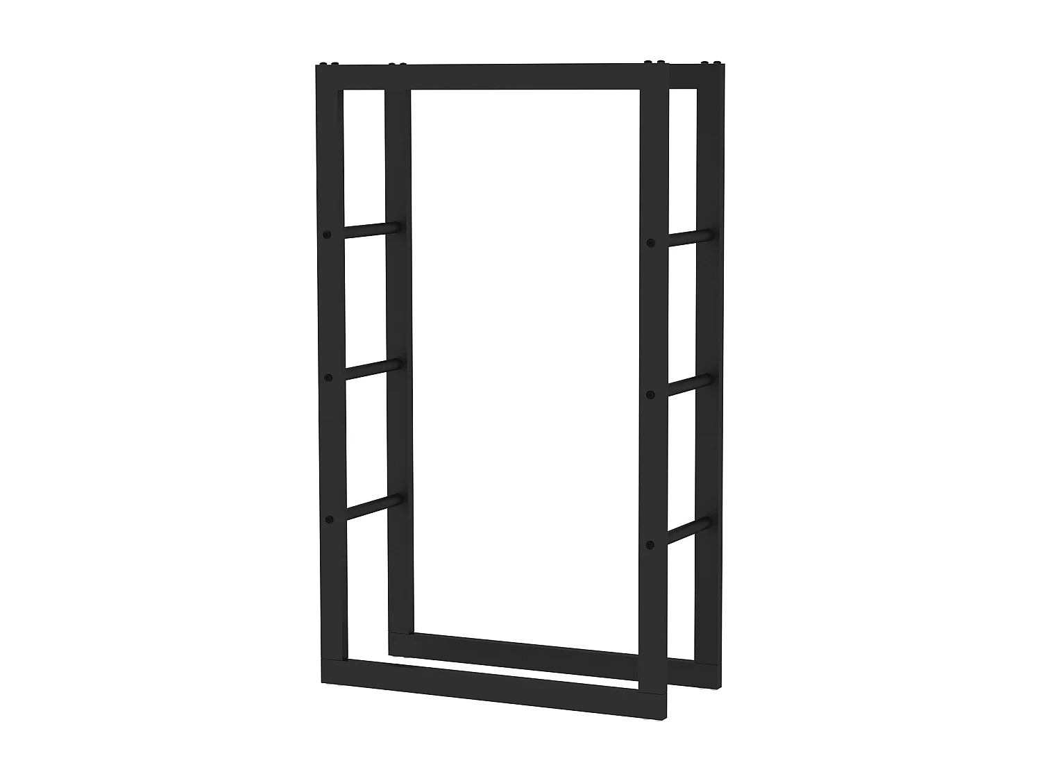 Leñero de Interior Kekai Rack III 60x25x100 cm Almacenaje de Madera con Estructura de Acero Galvanizado, Color Negro