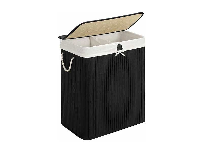 Wasmand 2 compartimenten van bamboe - L51,5 cm