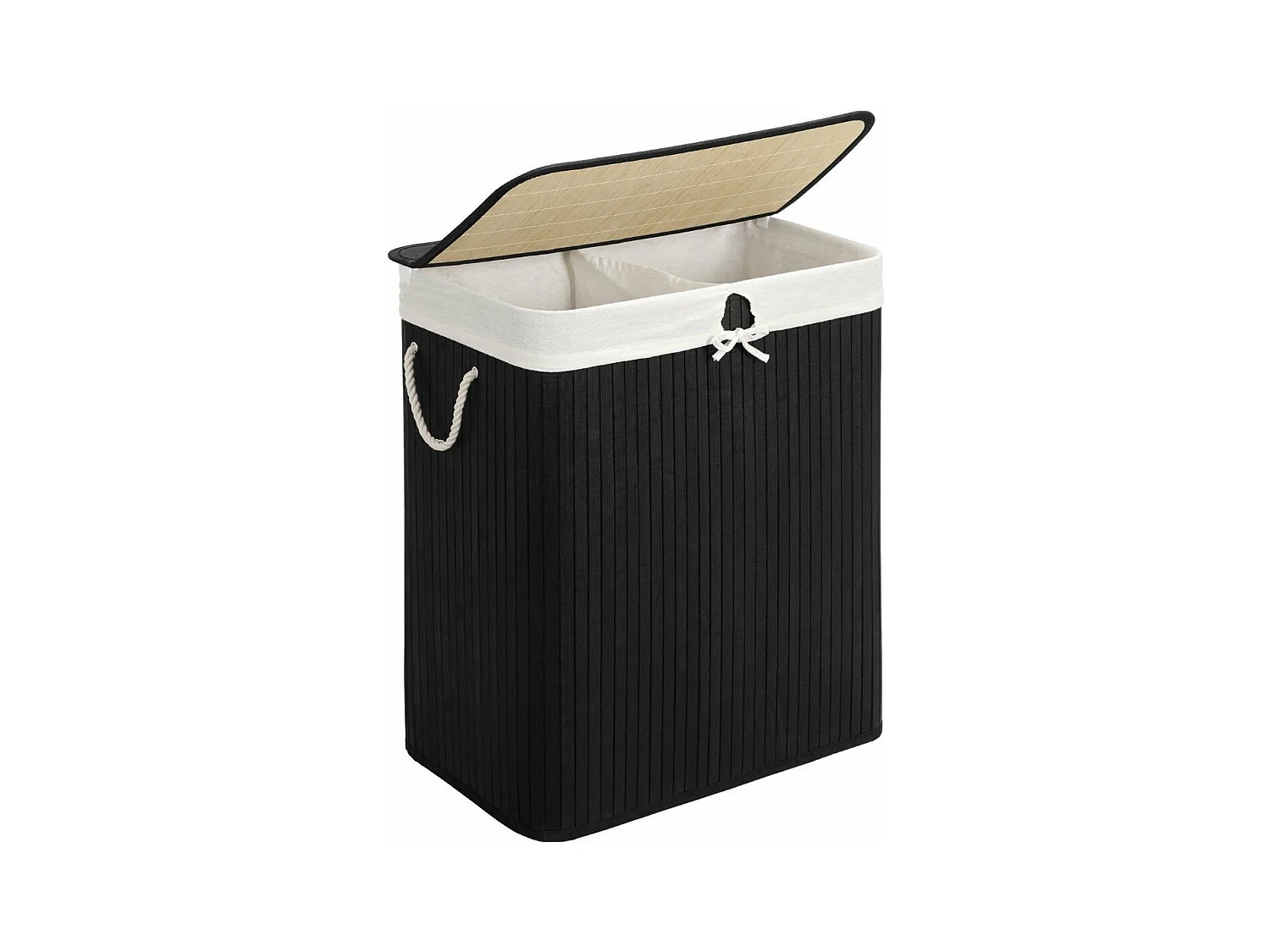 Panier à linge 2 compartiment en bambou - L51,5 cm