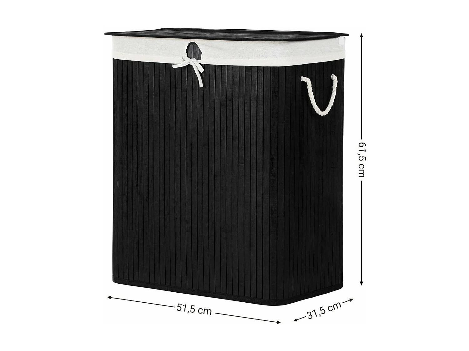 Panier à linge 2 compartiment en bambou - L51,5 cm