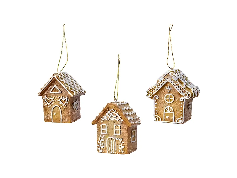 Décorations de Noël Sapin de Noël Polyrésine Ø 7 cm Gingembre Petit maison