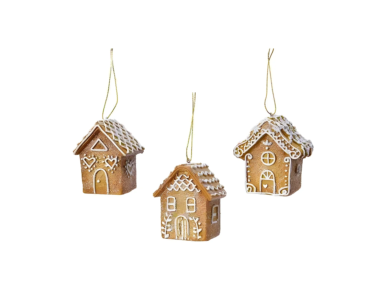 Décorations de Noël Sapin de Noël Polyrésine Ø 7 cm Gingembre Petit maison