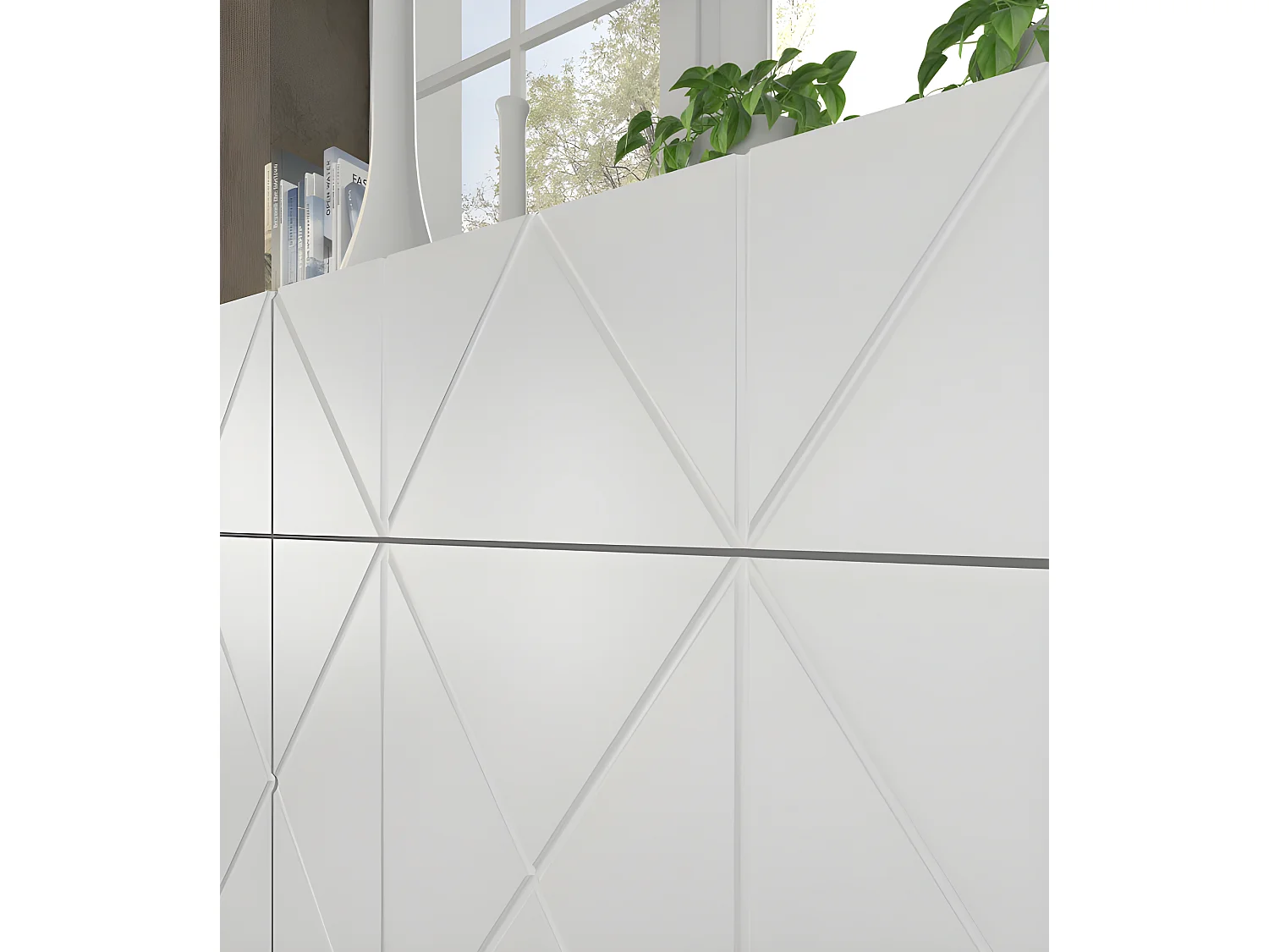 Commode de rangement 180x42x84cm Meuble universel sur pied doré KAYRA Blanc mat