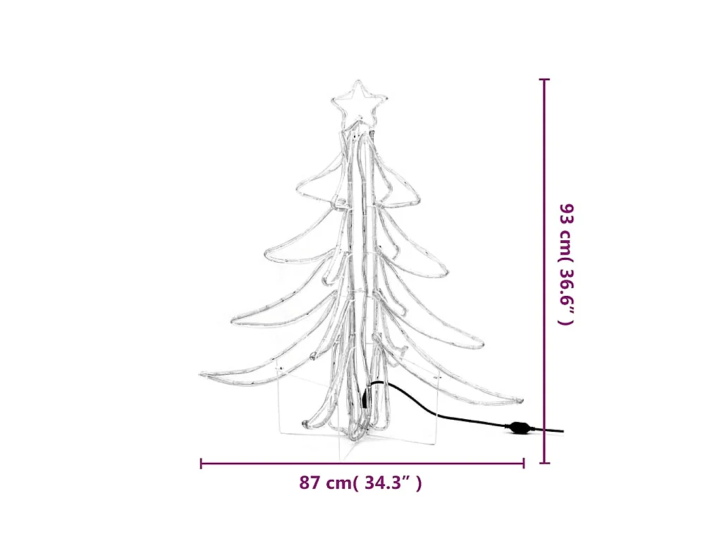 Árvore de Natal dobrável c/ LEDs 87x87x93 cm branco quente