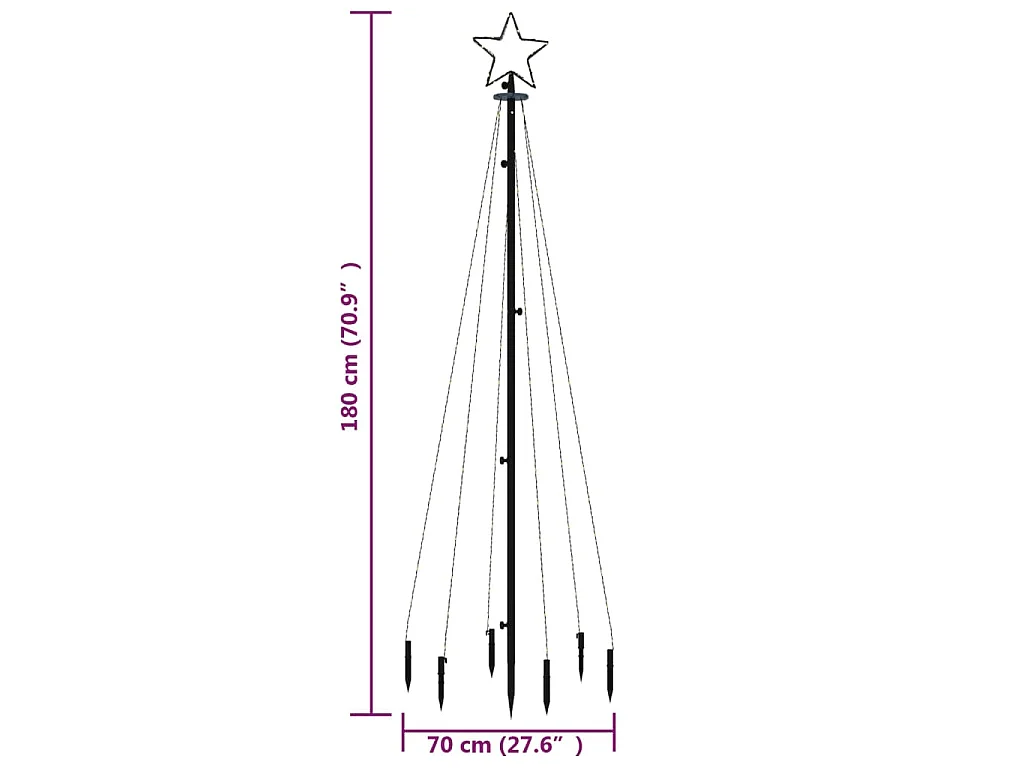 Kerstboom met grondpin 108 LED's koudwit 180 cm
