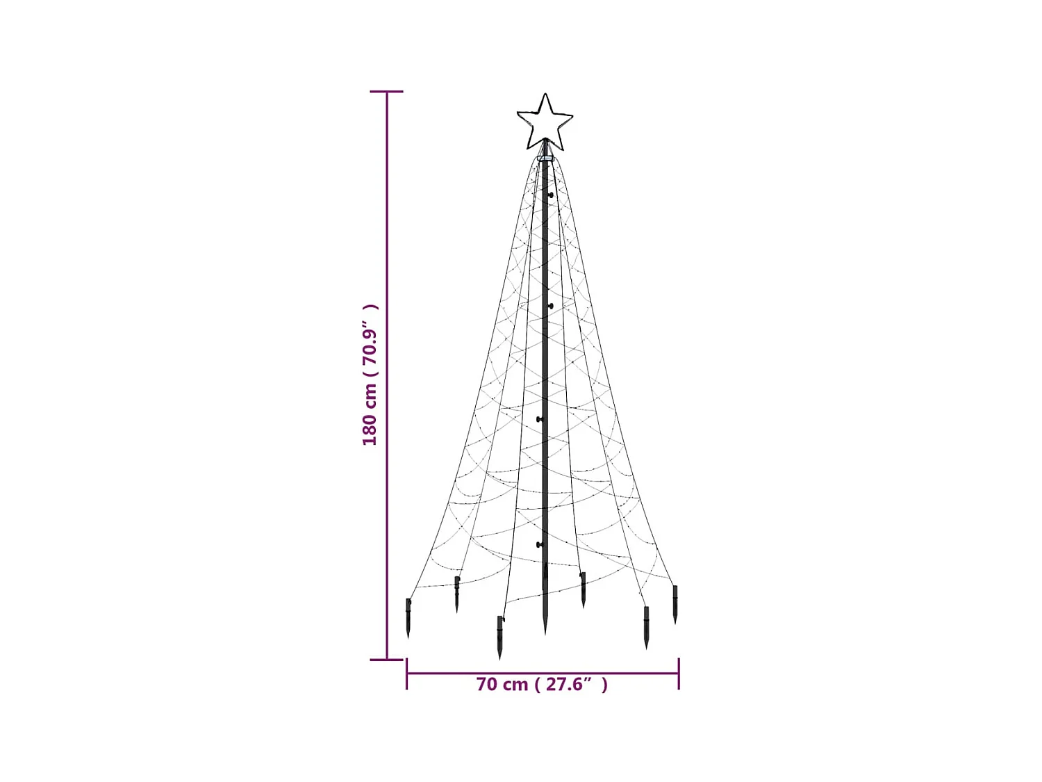 LED-Weihnachtsbaum mit Erdnägeln Blau 200 LEDs 180 cm