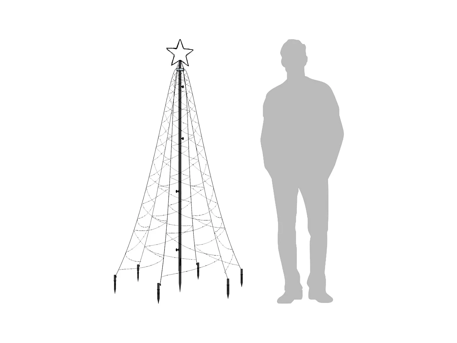 LED-Weihnachtsbaum mit Erdnägeln Blau 200 LEDs 180 cm
