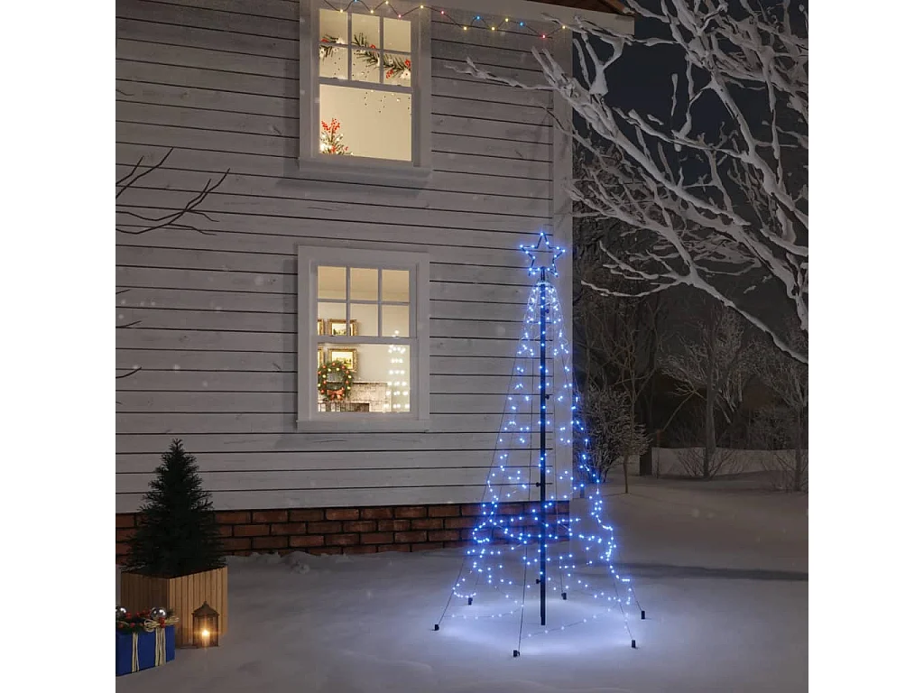 Sapin de Noël avec piquet Bleu 200 LED 180 cm