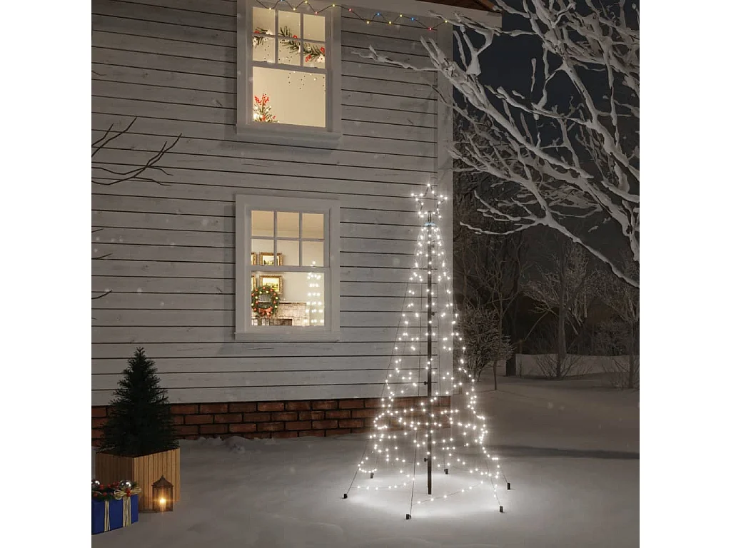 Albero di Natale con Puntale Bianco Freddo 200 LED 180 cm