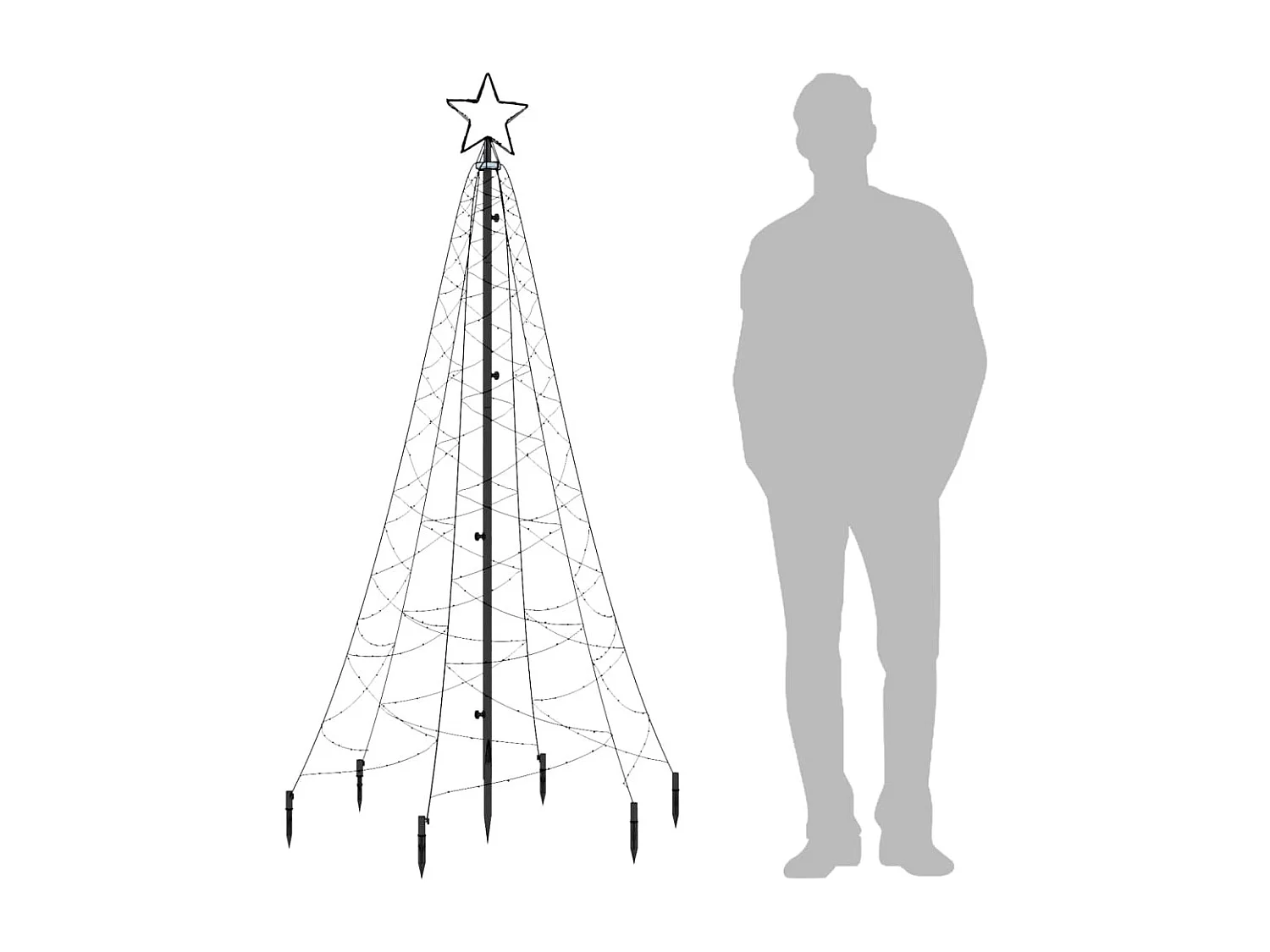 Albero di Natale con Puntale Bianco Freddo 200 LED 180 cm