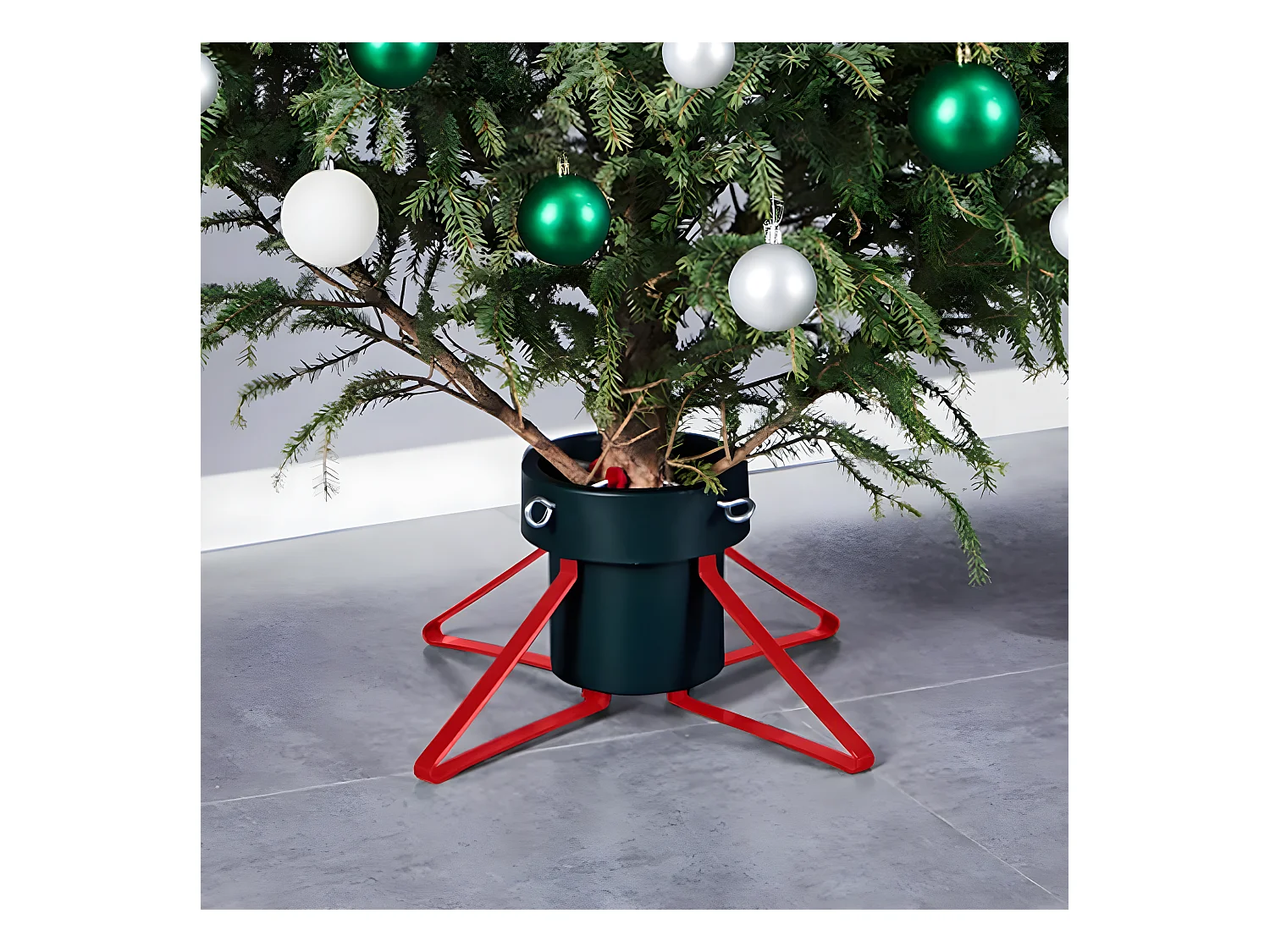Christbaumständer Grün und Rot 46x46x19 cm
