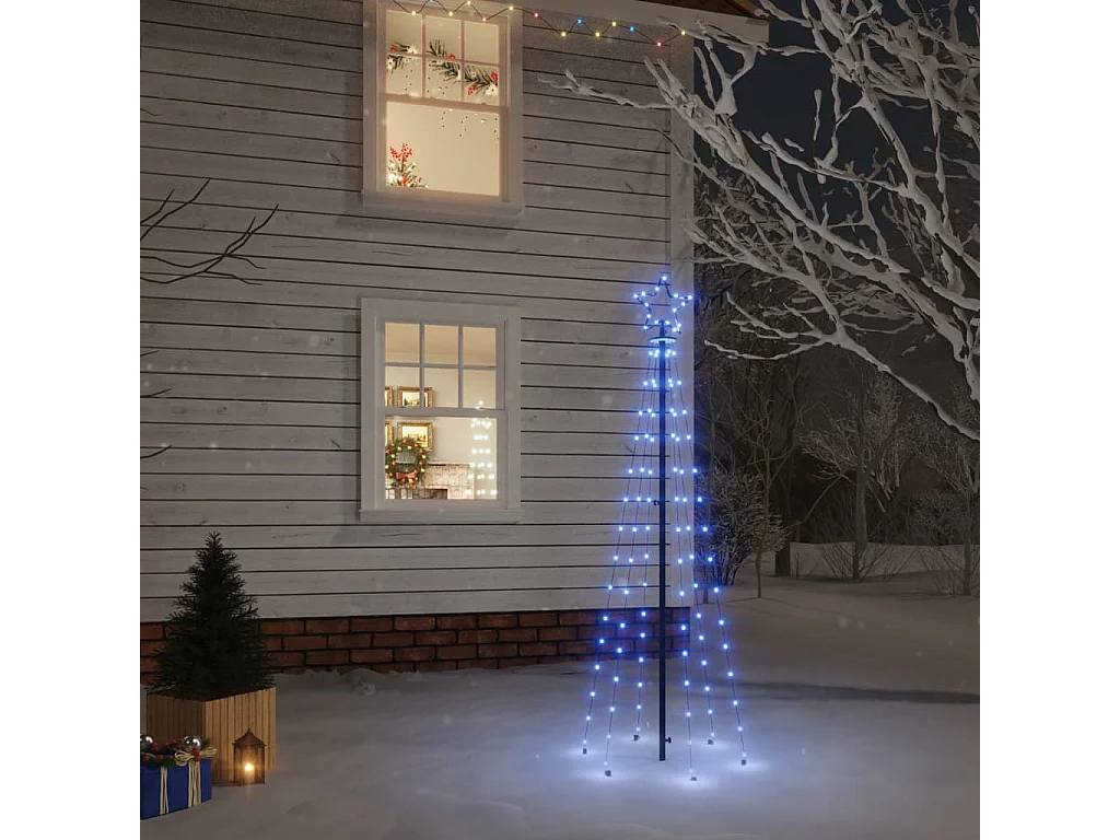 Árvore de Natal com espigão 108 luzes LED 180 cm azul
