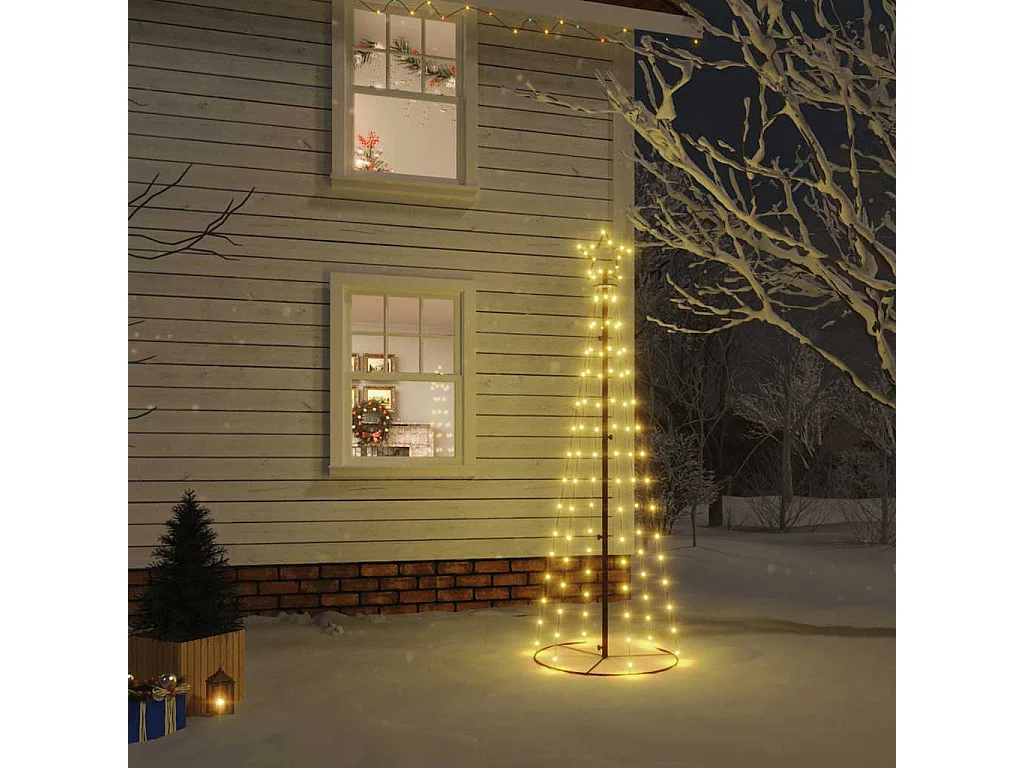 Árvore de Natal em cone 108 luzes LED 70x180 cm branco quente