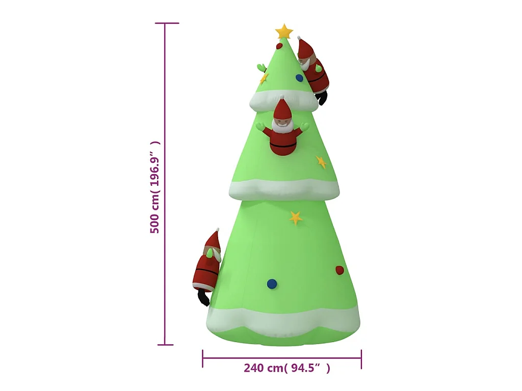 Arbre de Noël gonflable avec LED 500 cm