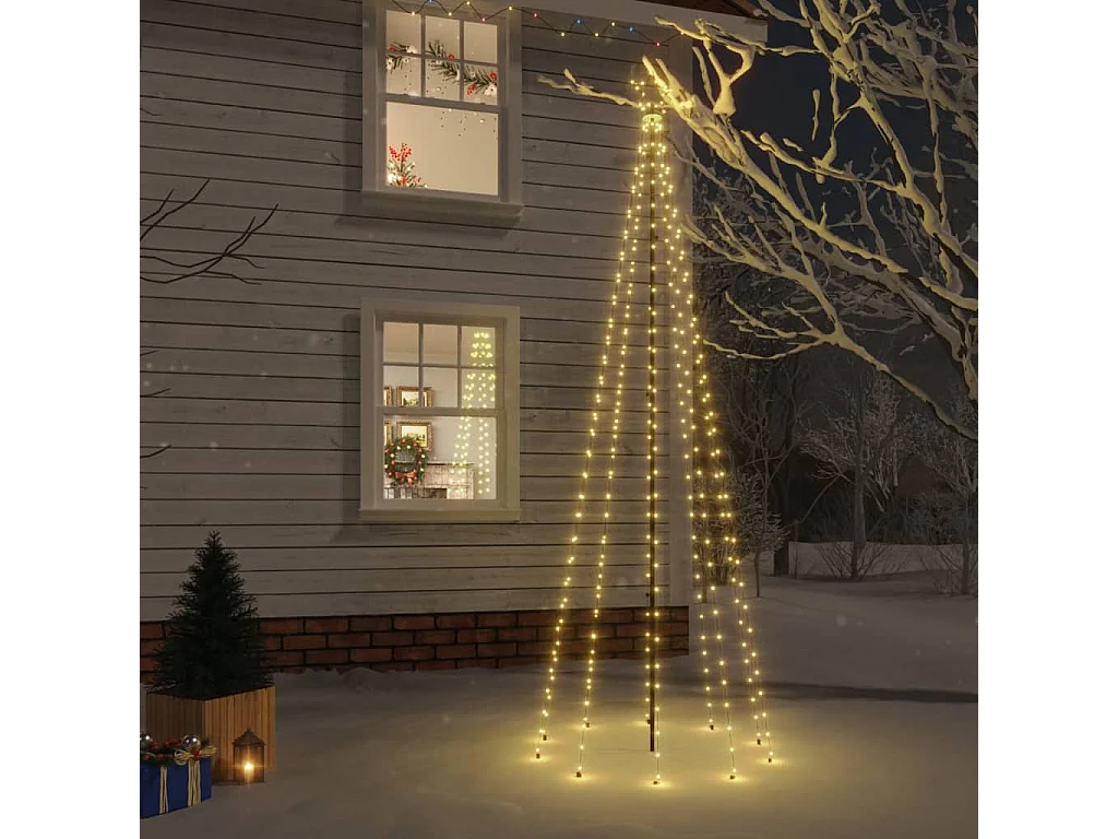 Sapin de Noël avec piquet Blanc chaud 310 LED 300 cm
